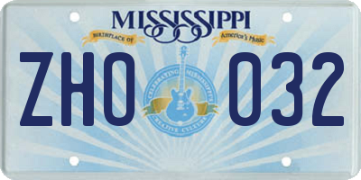 MS license plate ZHO032