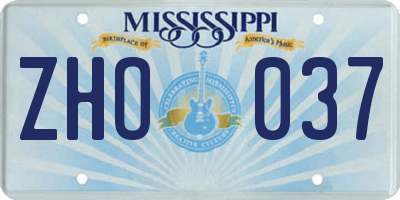 MS license plate ZHO037