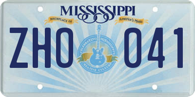 MS license plate ZHO041
