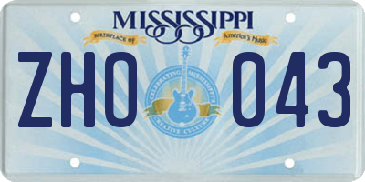 MS license plate ZHO043