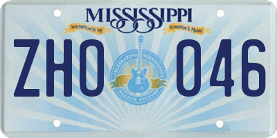 MS license plate ZHO046