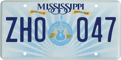 MS license plate ZHO047