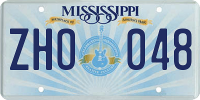MS license plate ZHO048