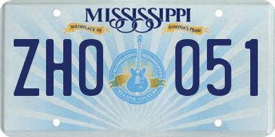 MS license plate ZHO051
