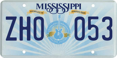 MS license plate ZHO053