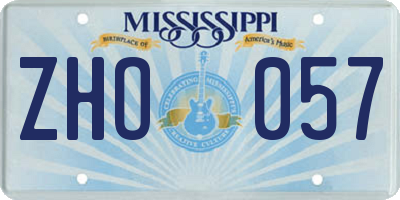 MS license plate ZHO057