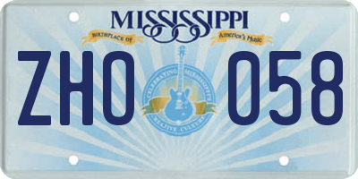 MS license plate ZHO058
