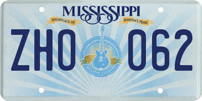 MS license plate ZHO062