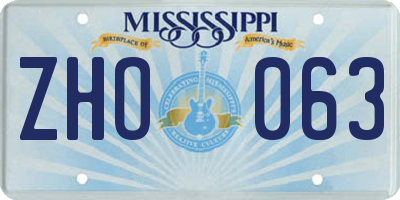 MS license plate ZHO063