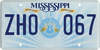MS license plate ZHO067