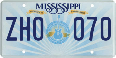 MS license plate ZHO070