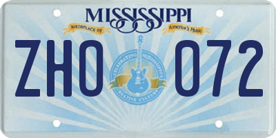 MS license plate ZHO072