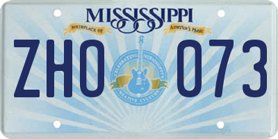 MS license plate ZHO073