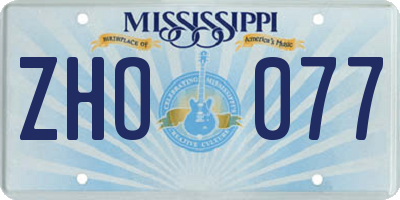 MS license plate ZHO077