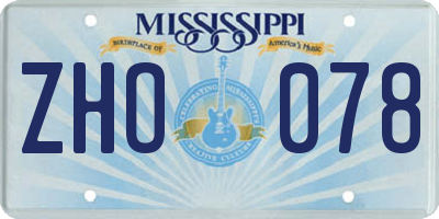 MS license plate ZHO078