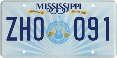 MS license plate ZHO091