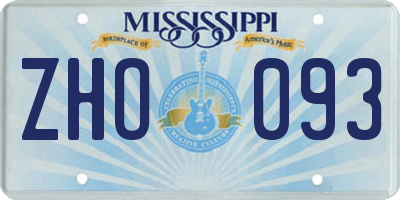 MS license plate ZHO093