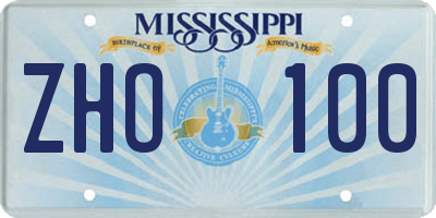 MS license plate ZHO100