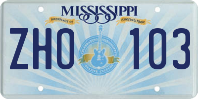 MS license plate ZHO103