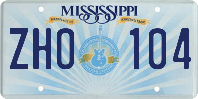 MS license plate ZHO104