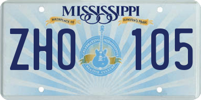 MS license plate ZHO105