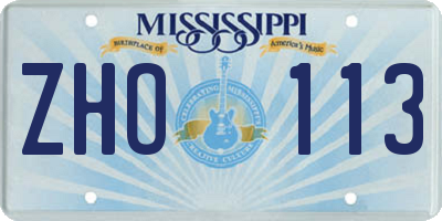 MS license plate ZHO113