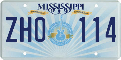 MS license plate ZHO114