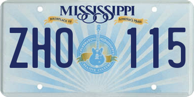 MS license plate ZHO115