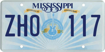 MS license plate ZHO117