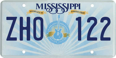 MS license plate ZHO122