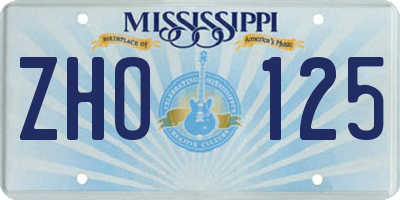 MS license plate ZHO125