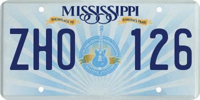 MS license plate ZHO126