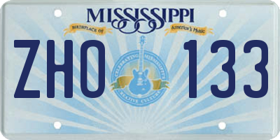 MS license plate ZHO133