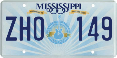 MS license plate ZHO149