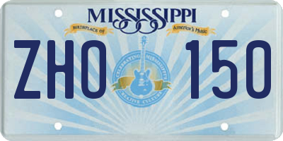 MS license plate ZHO150