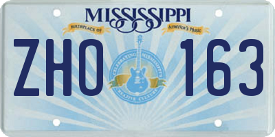 MS license plate ZHO163