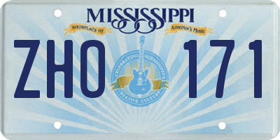 MS license plate ZHO171