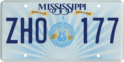 MS license plate ZHO177