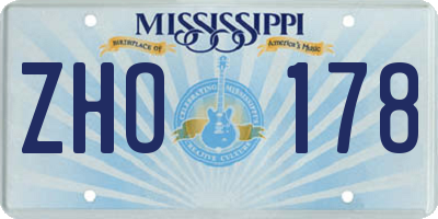MS license plate ZHO178