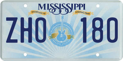 MS license plate ZHO180