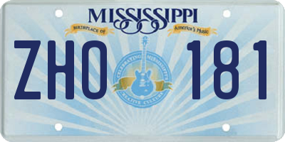 MS license plate ZHO181