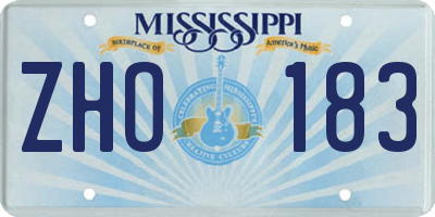 MS license plate ZHO183