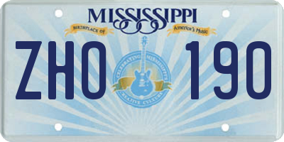 MS license plate ZHO190