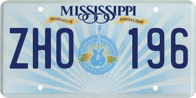 MS license plate ZHO196