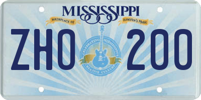 MS license plate ZHO200