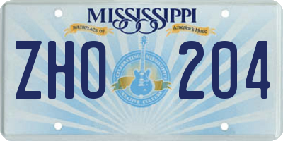 MS license plate ZHO204