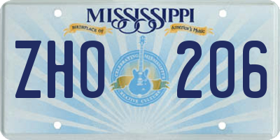 MS license plate ZHO206