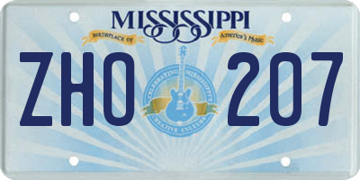 MS license plate ZHO207
