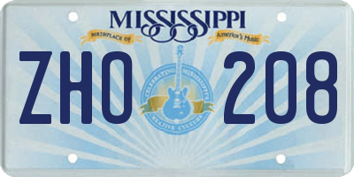 MS license plate ZHO208