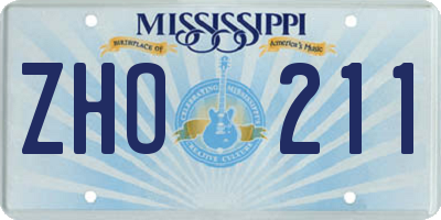 MS license plate ZHO211
